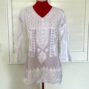 White Embroidered Cotton Blouse